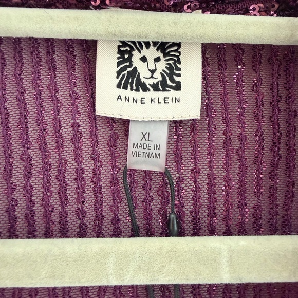 Anne Klein Sequin Open-Front Cardigan Plum size XL New - Picture 5 of 8